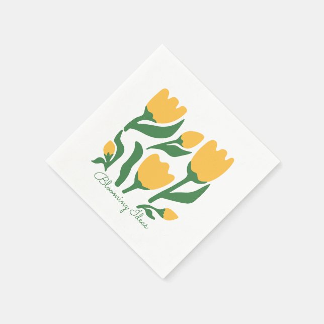 Serviette En Papier Editable Text Yellow Tulip Minimalist Aesthetic (Coin)