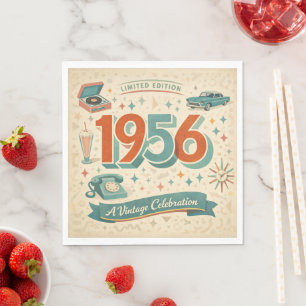 Serviette En Papier Édition Limitée Anniversaire 1956 Style Rétro 50