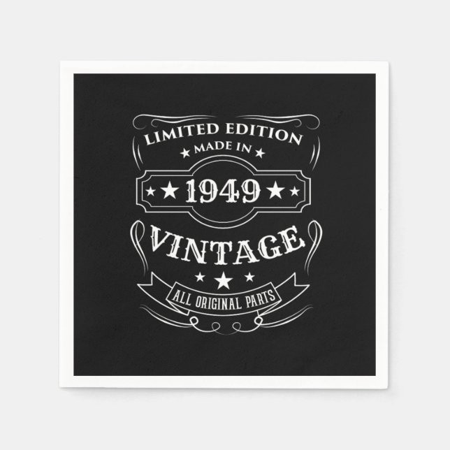 Serviette En Papier Edition Limitée Fabriquée En 1949 Cadeau D'Anniver (Devant)