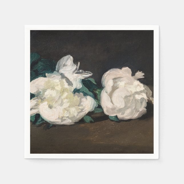 Serviette En Papier Edouard Manet - Branche de pivoines blanches, séca (Devant)
