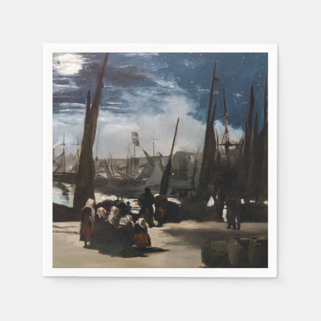Serviette En Papier Edouard Manet - Le Port de Boulogne au clair de lu (Devant)