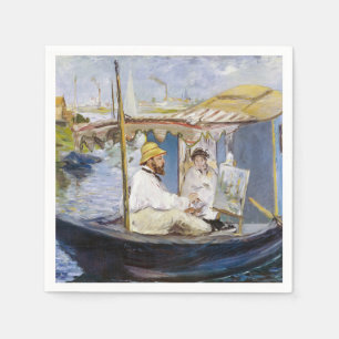 Serviette En Papier Edouard Manet - Monet dans son bateau atelier