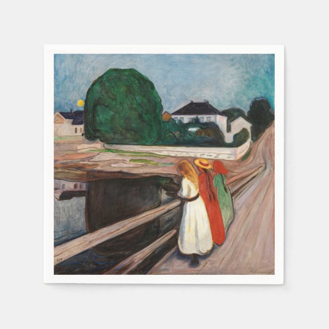 Serviette En Papier Edvard Munch - Les filles sur le pont (Devant)