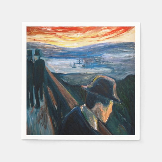 Serviette En Papier Edvard Munch - Maladie d'humeur au coucher du sole (Devant)