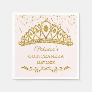 Serviette En Papier Effet parties scintillant or tiara, confetti Quinc