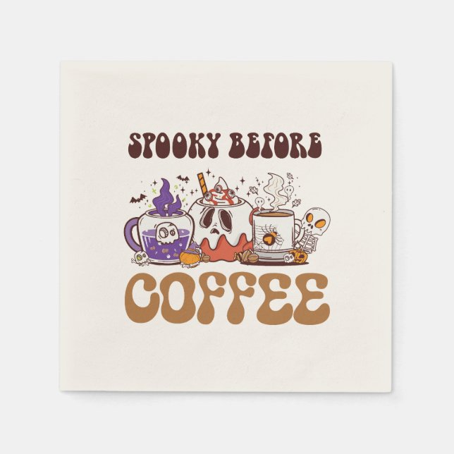 Serviette En Papier Éffrayant Avant Café - Drôle Ghost Coffee Brew (Devant)