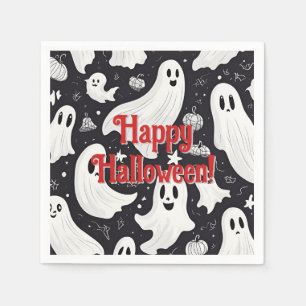 Serviette En Papier Éffrayant Ghost Halloween noir blanc