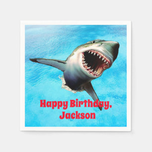 Serviette En Papier Effrayant grand requin blanc bondissant