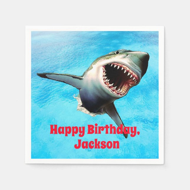 Serviette En Papier Effrayant grand requin blanc bondissant (Devant)