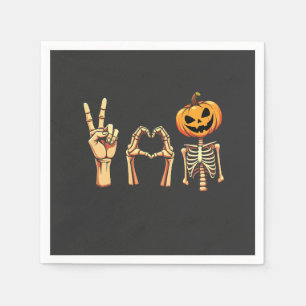 Serviette En Papier Éffrayant Halloween Peace Lover Citrouille Skeleto