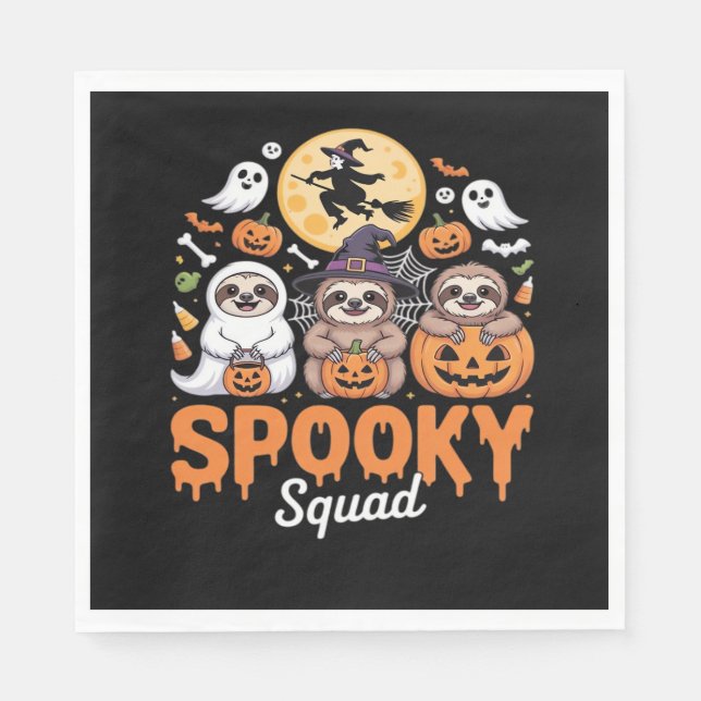 Serviette En Papier Éffrayant Halloween sorcière drôle Horreur Sloths  (Devant)