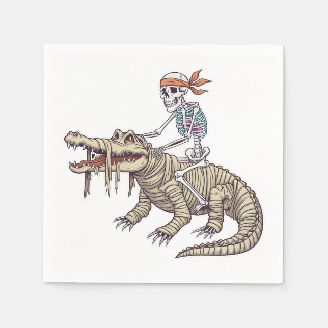 Serviette En Papier Éffrayant Halloween Squelette Crocodile maman (Devant)