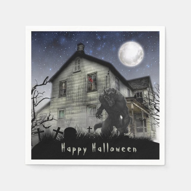 Serviette En Papier Effrayant Halloween Werewolf (Devant)