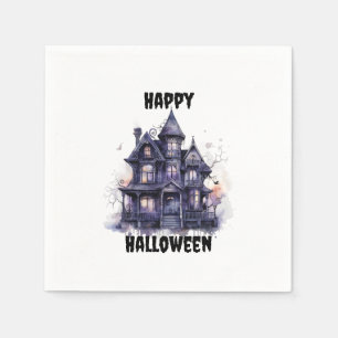 Serviette En Papier Éffrayant House Bonne fête d'Halloween