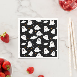 Serviette En Papier Éffrayant mignon Halloween Ghost Nuageux Star Sky