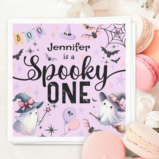 Serviette En Papier Éffrayant One Girl Cute Ghost Halloween 1er annive (Créateur téléchargé)