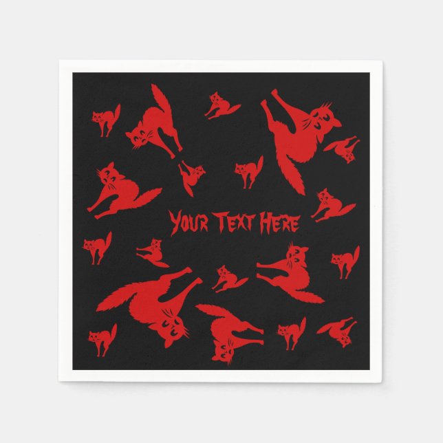 Serviette En Papier éffrayant sang rouge chat plaisir halloween (Devant)
