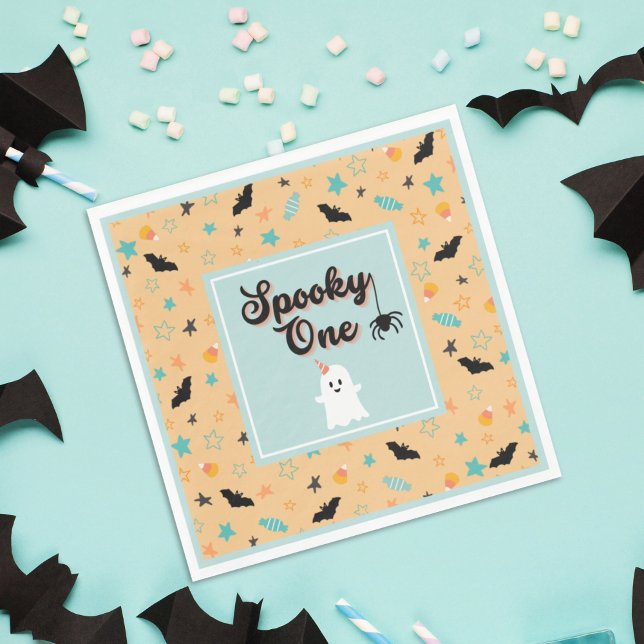 Serviette En Papier Éffrayant Un Sexe Neutre Halloween Premier Anniver (Créateur téléchargé)