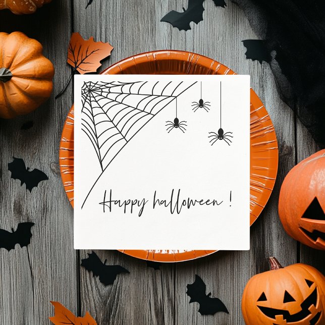 Serviette En Papier Éffrayante Black Spiders Party | Bonne Halloween (Créateur téléchargé)