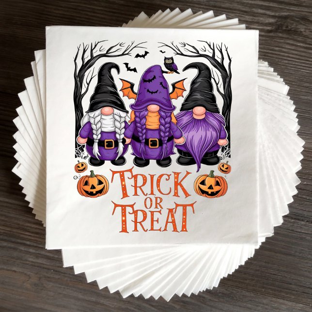 Serviette En Papier Éffrayants Gnomes Black Goth Witch Gnome Halloween (Créateur téléchargé)