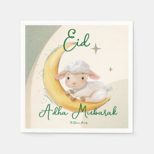 Serviette En Papier Eid Al Adha vert poussiéreux Mouton mignon Dîner 
