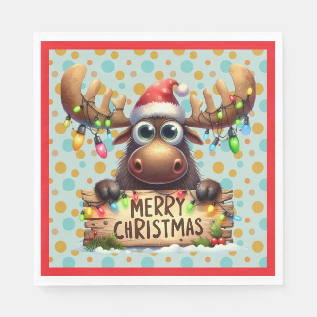 Serviette En Papier Élan de Noël excentrique (Devant)