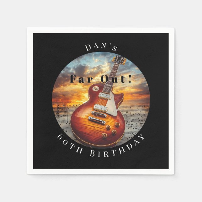 Serviette En Papier Electric Guitar Ocean Sunset Music Notes (Devant)
