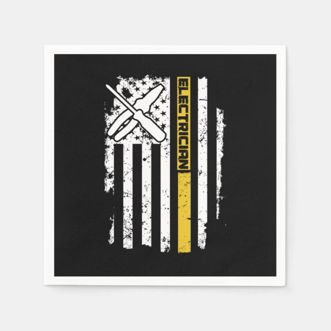 Serviette En Papier Electricien USA Drapeau American Electroni (Devant)