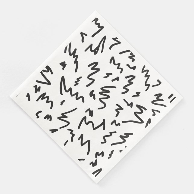 Serviette En Papier Elegan moderne noir et blanc (Coin)