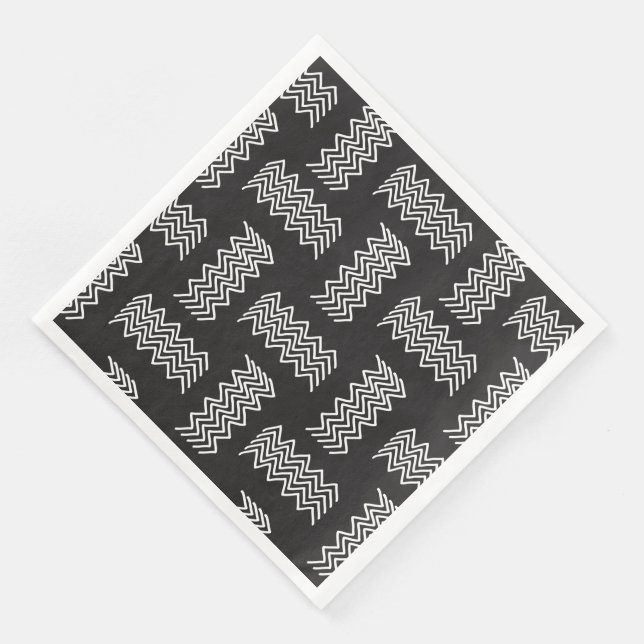 Serviette En Papier Elegan moderne noir et blanc papier serviette (Coin)
