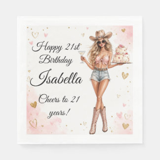 Serviette En Papier Élégance de Cowgirl occidentale pour 21 ans
