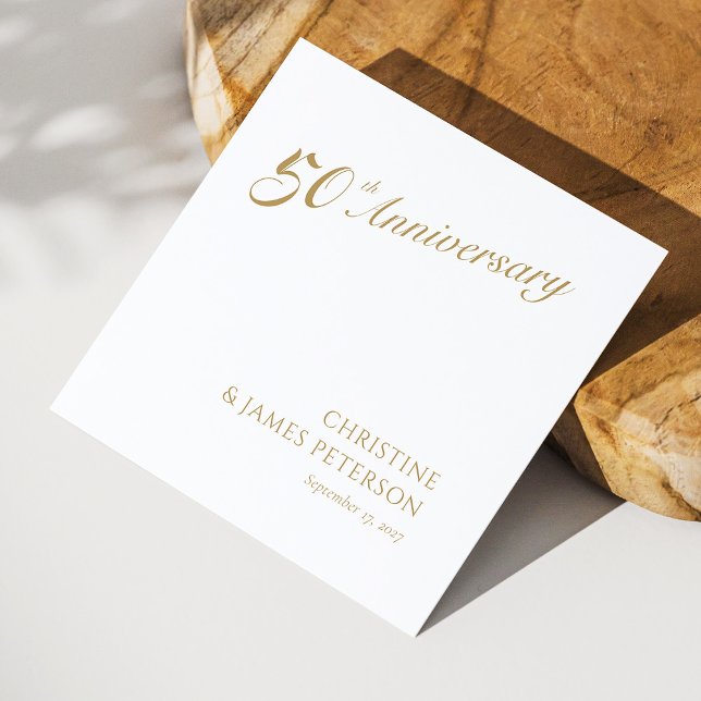 Serviette En Papier Elégance d'or : 50e anniversaire personnalisé (Zazzle Golden Elegance_ Personalized 50th Anniversary Napkins)