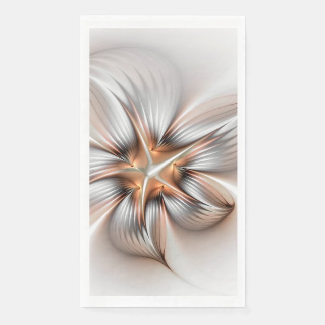 Serviette En Papier Élégance florale Art fractal abstrait moderne (Devant)