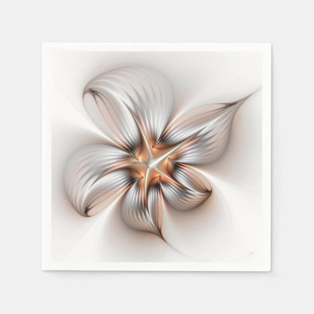 Serviette En Papier Élégance florale Art fractal abstrait moderne (Devant)