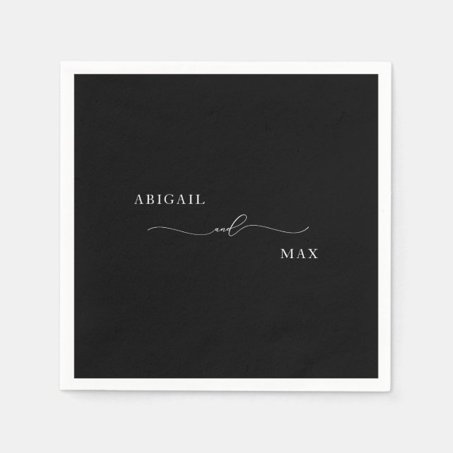 Serviette En Papier Élégance intemporelle Black Custom Wedding Cocktai (Devant)