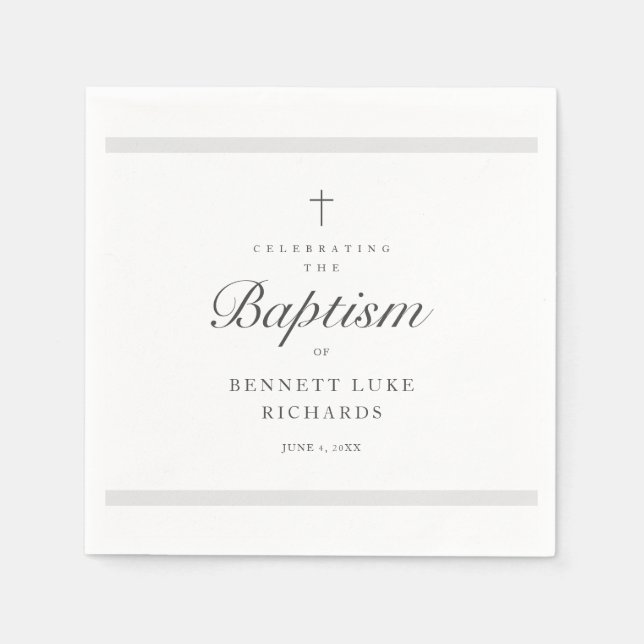 Serviette En Papier Élégance moderne garçons ou filles Baptême serviet (Devant)