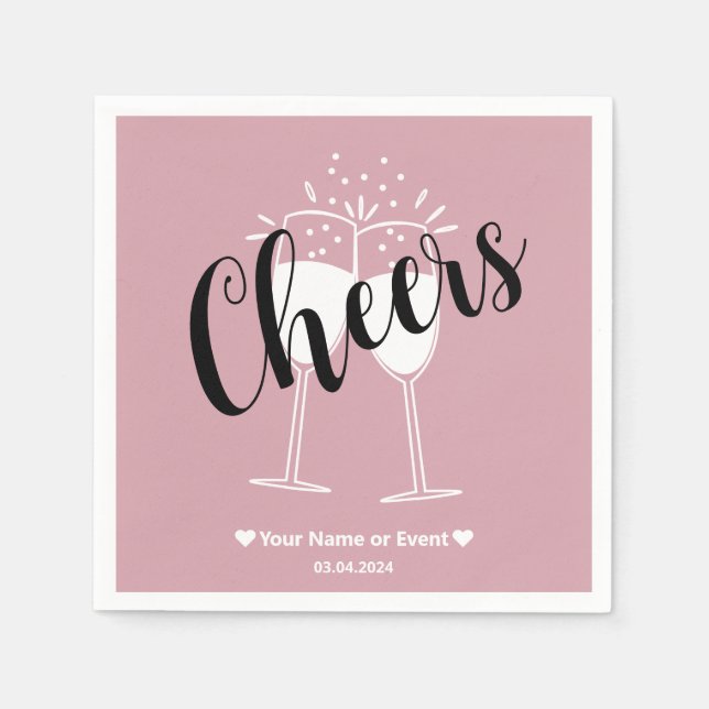 Serviette En Papier Elégance Muted - Rose Misty Cheers serviettes (Devant)