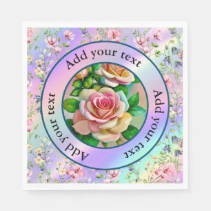 Serviette En Papier Elégance Rose rose et jaune Aquarelle Pastel