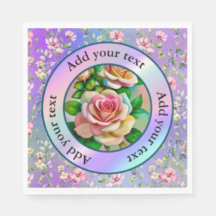 Serviette En Papier Elégance Rose rose et jaune Aquarelle Pastel