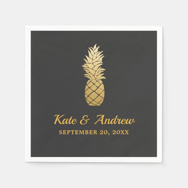 Serviette En Papier Élégance tropicale | Mariage ananas (Devant)