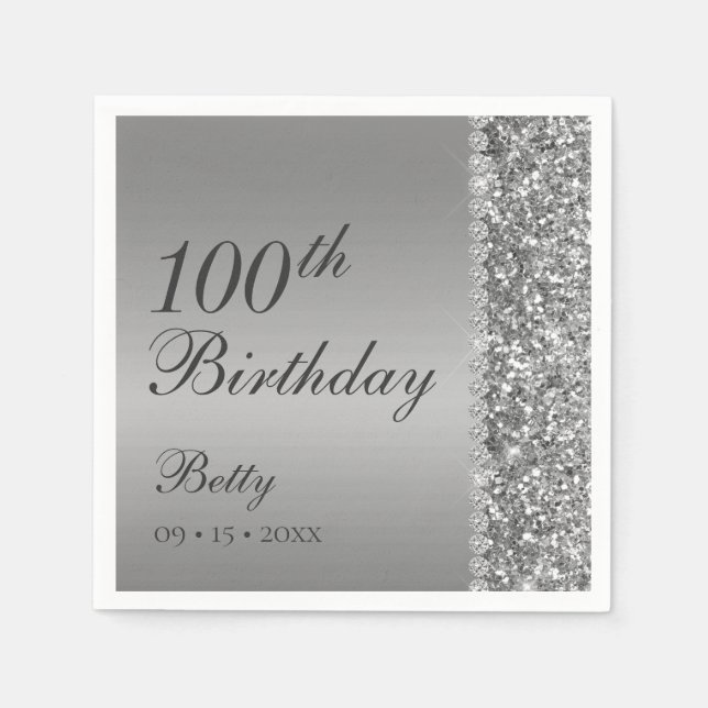 Serviette En Papier Élégant 100e anniversaire (Devant)