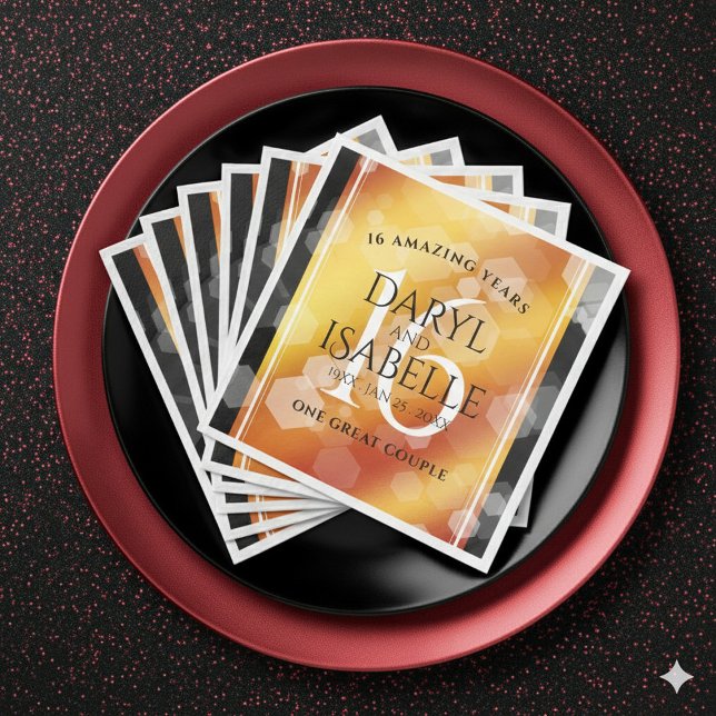 Serviette En Papier Elegant 16th Golden Topaz Wedding Anniversary (Elegant 16th Golden Topaz Wedding Anniversary Napkins Cover Photo)