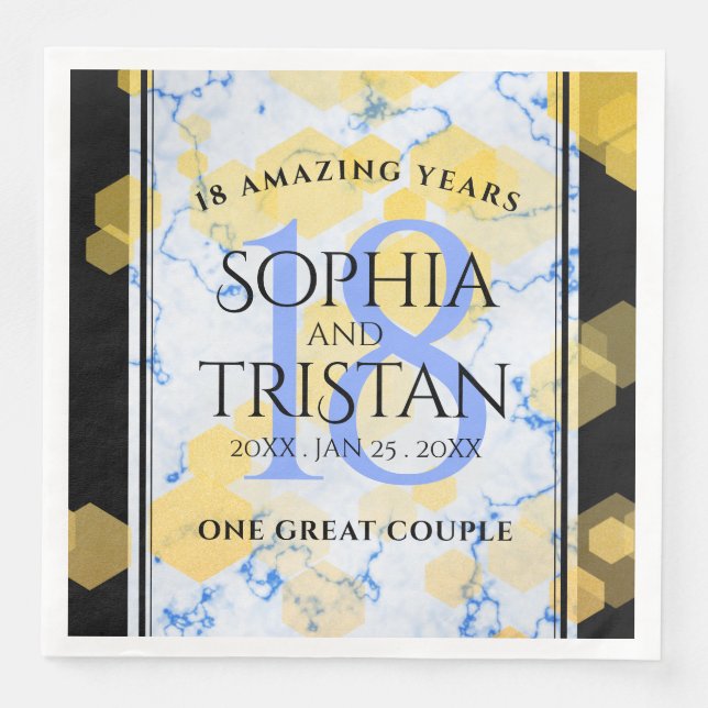 Serviette En Papier Élégant 18ème anniversaire de Mariage de porcelain (Devant)