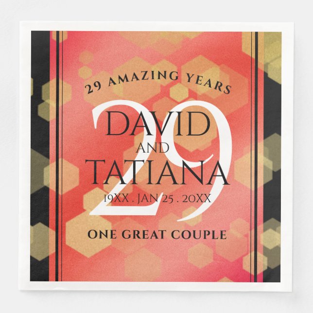 Serviette En Papier Élégant 29e anniversaire du Mariage Garnet (Devant)