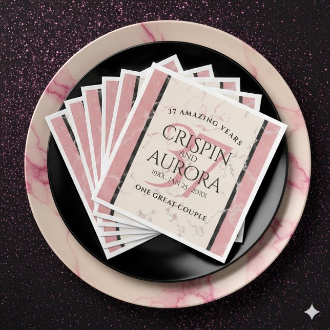 Serviette En Papier Élégant 37e anniversaire du Mariage Alabaster (Elegant 37th Alabaster Wedding Anniversary Napkins Cover Photo)