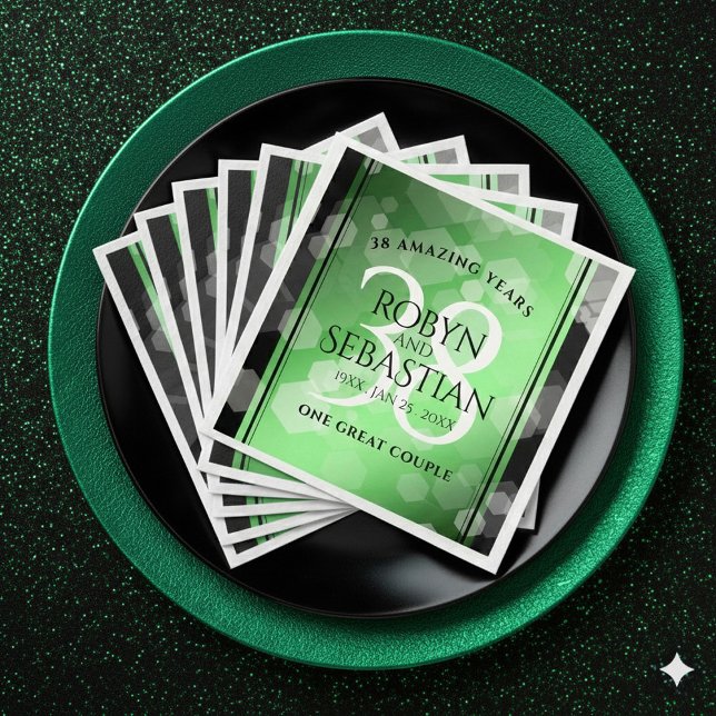 Serviette En Papier Élégant 38e anniversaire du Mariage Emeraude (Elegant 38th Emerald Wedding Anniversary Napkins Cover Photo)