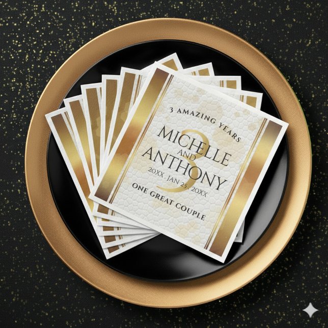 Serviette En Papier Élégant 3ème anniversaire de Mariage en cuir (Elegant 3rd Leather Wedding Anniversary Napkins Cover Photo)