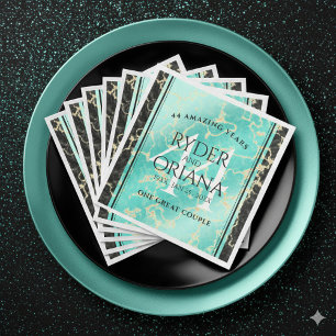 Serviette En Papier Élégant 44ème anniversaire de Mariage turquoise