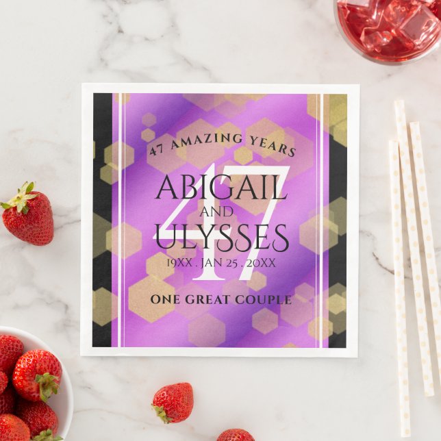 Serviette En Papier Élégant 47e anniversaire du Mariage Améthyste (En situation)
