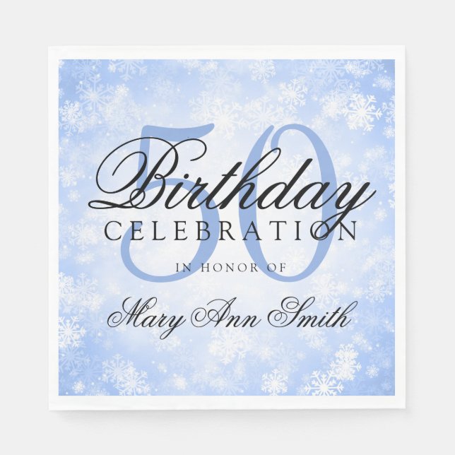 Serviette En Papier Elégant 50e anniversaire Blue Winter Wonderland (Devant)